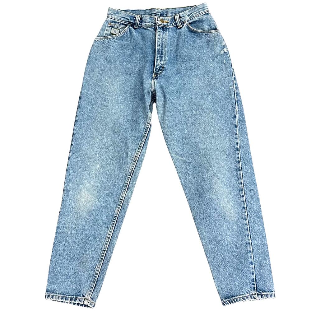Vintage Wrangler USA High Rise Tapered Mom Jeans 12P Light Wash USA 90s